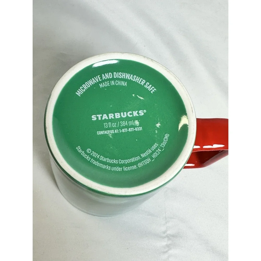 Starbucks 2024 Holiday Green Red Blue Marbled Coffee Cup Mug 13 Oz Logo